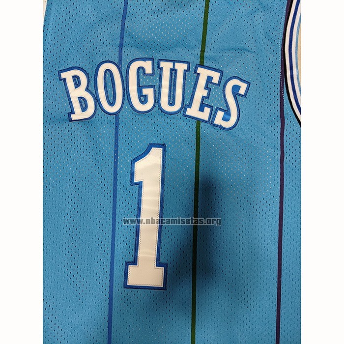 Camiseta Charlotte Hornets Muggsy Bogues NO 1 Retro Azul